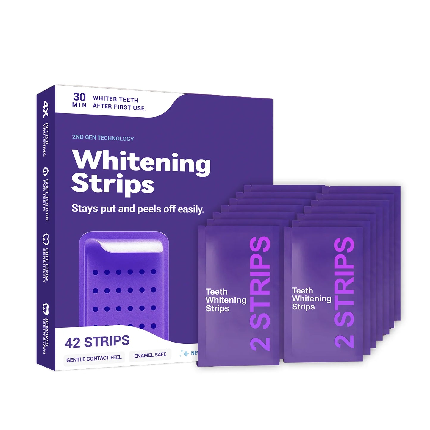 Purple Teeth Whitening Strips Oral Cleaning Removal Gel Improve Dental Yellowing Oral Care, for Lasting Bright Smile