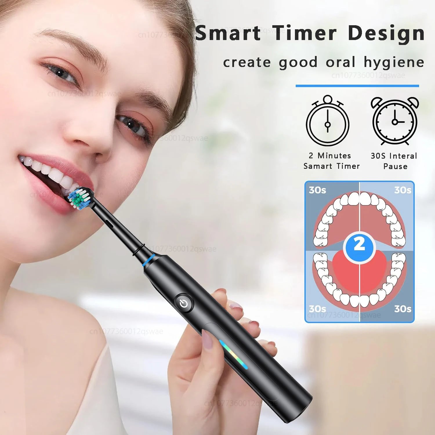 F&E Electric Medium bristle Toothbrush with 8 Brush Heads with 5 Cleaning Modes Battery Powered & Rechargeable