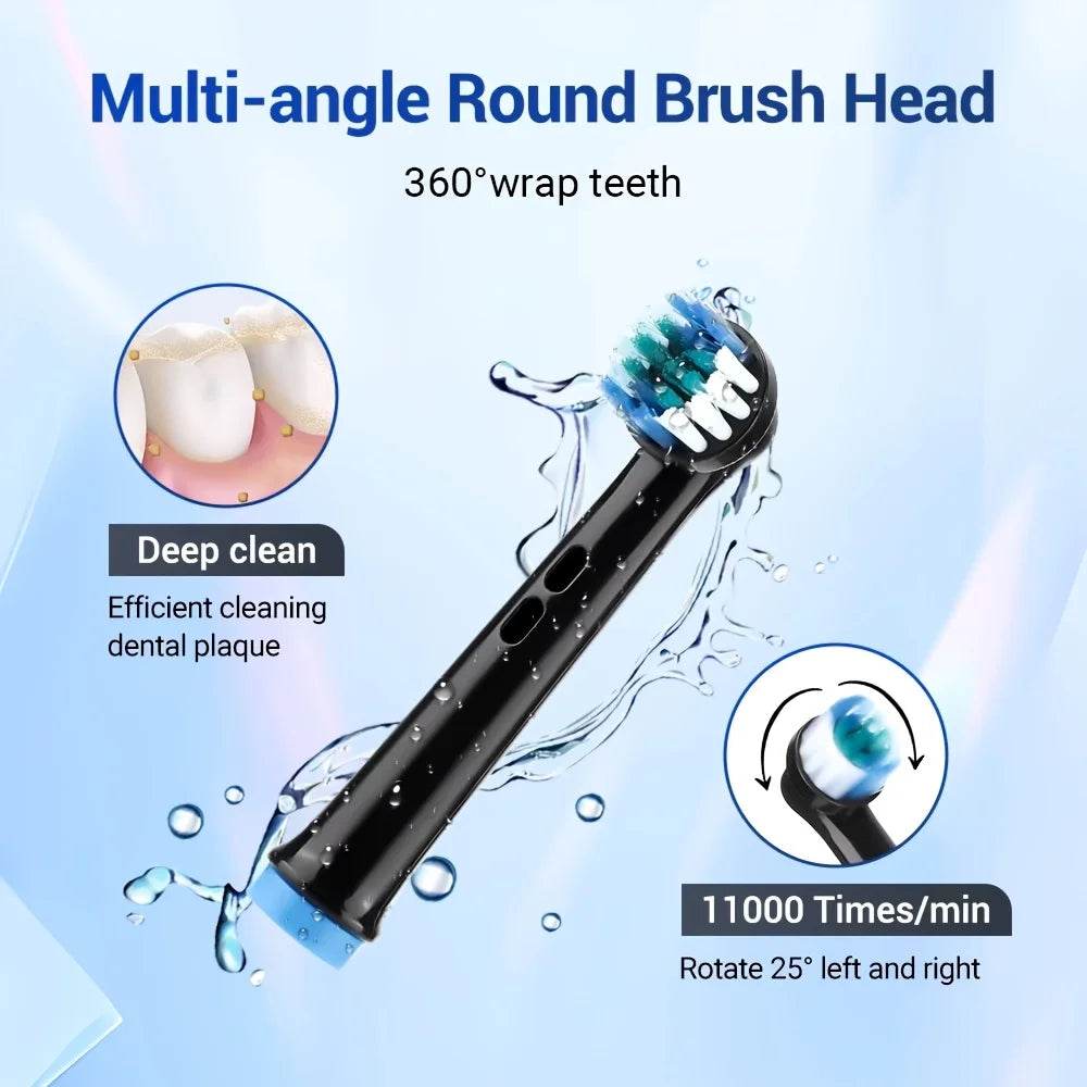 F&E Rotary Rechargeable Soft Bristles Electric Toothbrush with 8 Soft Brush Heads