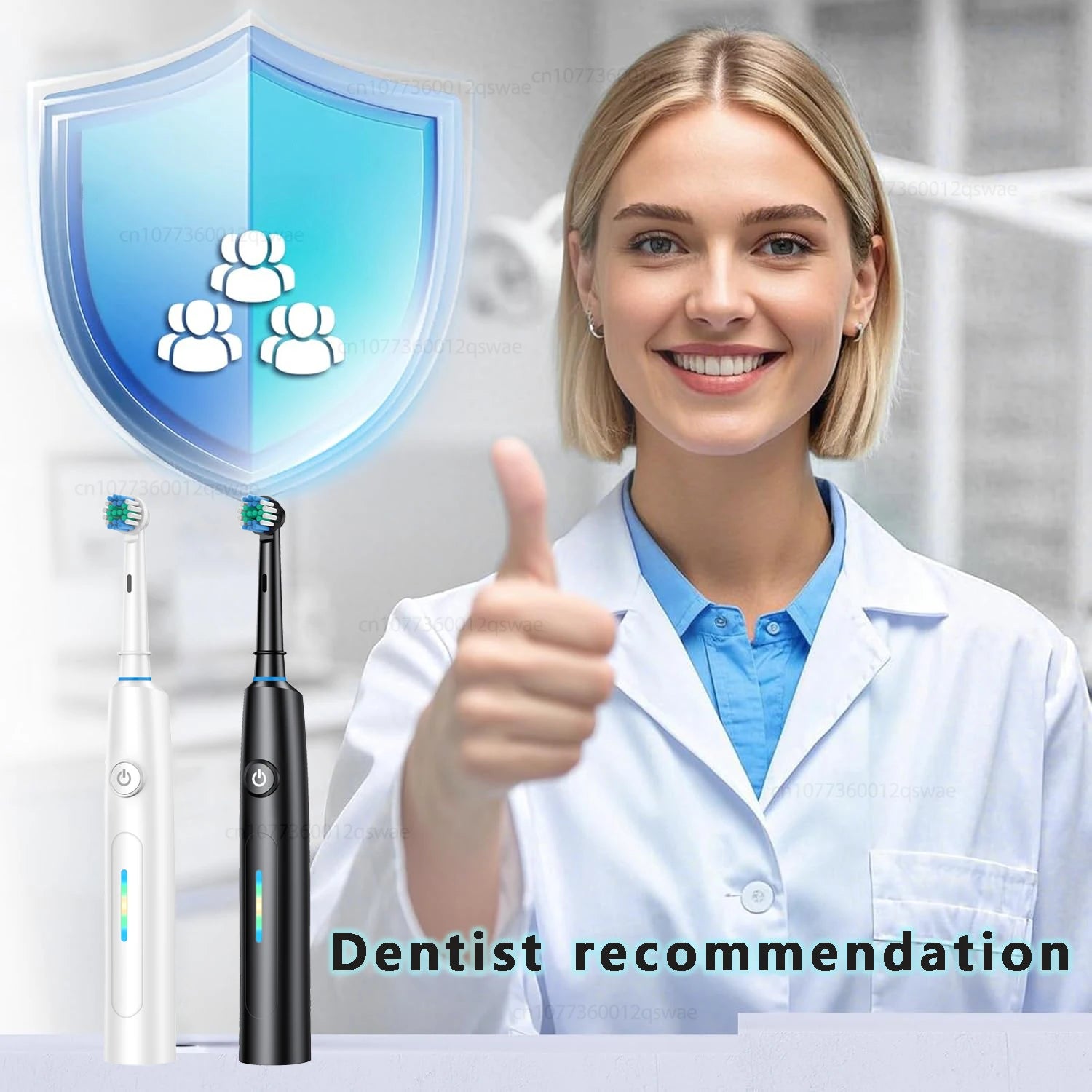 Rotating Electric Toothbrush with 8 Brush Heads with 5 Cleaning Modes Clean Teeth Battery Powered Rechargeable Toothbrush