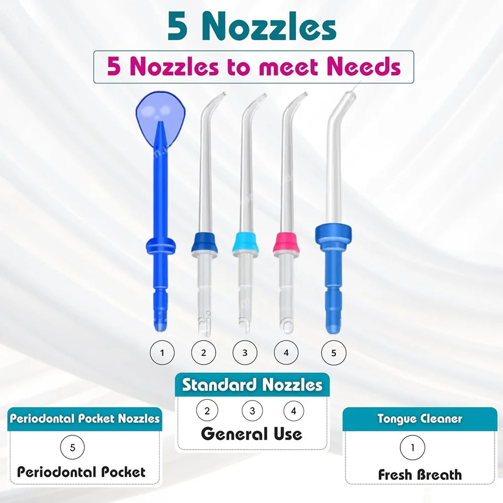 Waterpulse Electric Water Flosser Oral Irrigator, Water Flossing Teeth Cleaner with 800ML Large Capacity, 10 Modes & 5 Jet Tips
