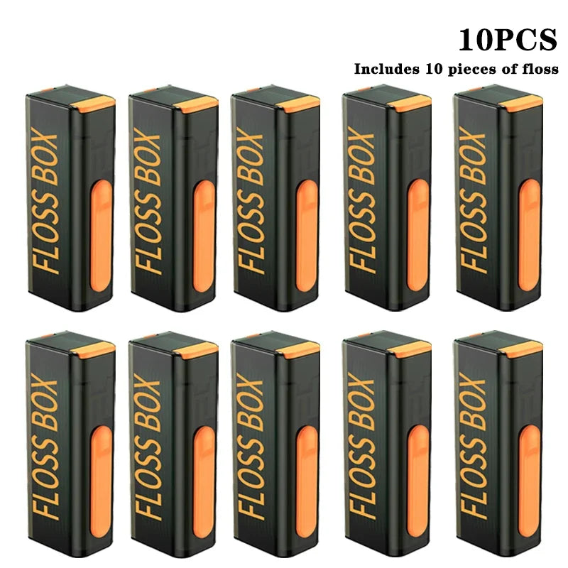 20PCS Mecha Wind Mirror Portable Floss Box Auto Pop Up 10pcs Mini Transparent Floss Stick Storage Box Oral Care Floss Organiser