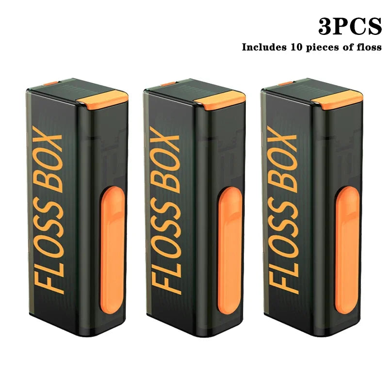 20PCS Mecha Wind Mirror Portable Floss Box Auto Pop Up 10pcs Mini Transparent Floss Stick Storage Box Oral Care Floss Organiser
