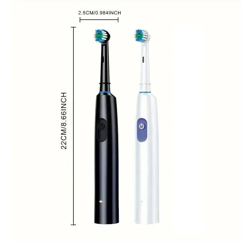 F&E Rotary Rechargeable Soft Bristles Electric Toothbrush with 8 Soft Brush Heads