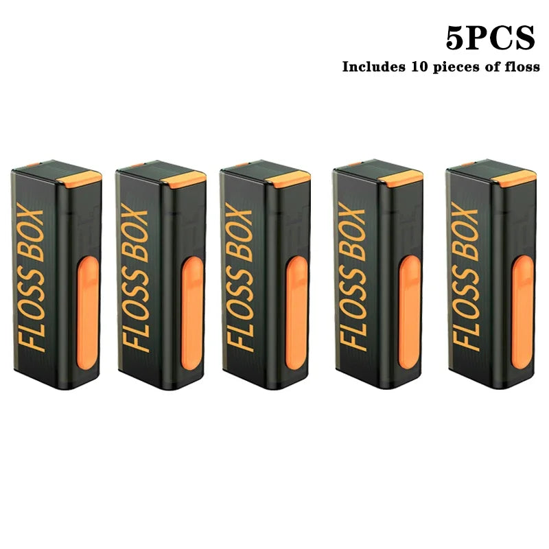 20PCS Mecha Wind Mirror Portable Floss Box Auto Pop Up 10pcs Mini Transparent Floss Stick Storage Box Oral Care Floss Organiser