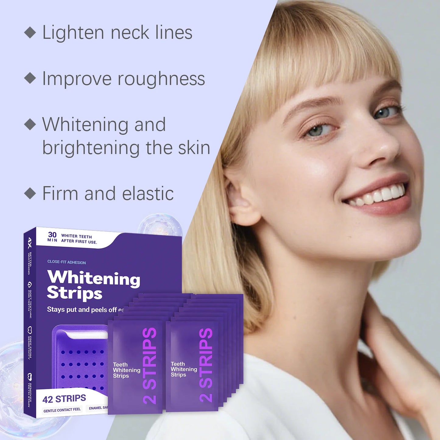 Purple Teeth Whitening Strips To Improve Dental Yellowing Oral Cleaning Gel Teeth Bright Stain for Lasting Bright Smile