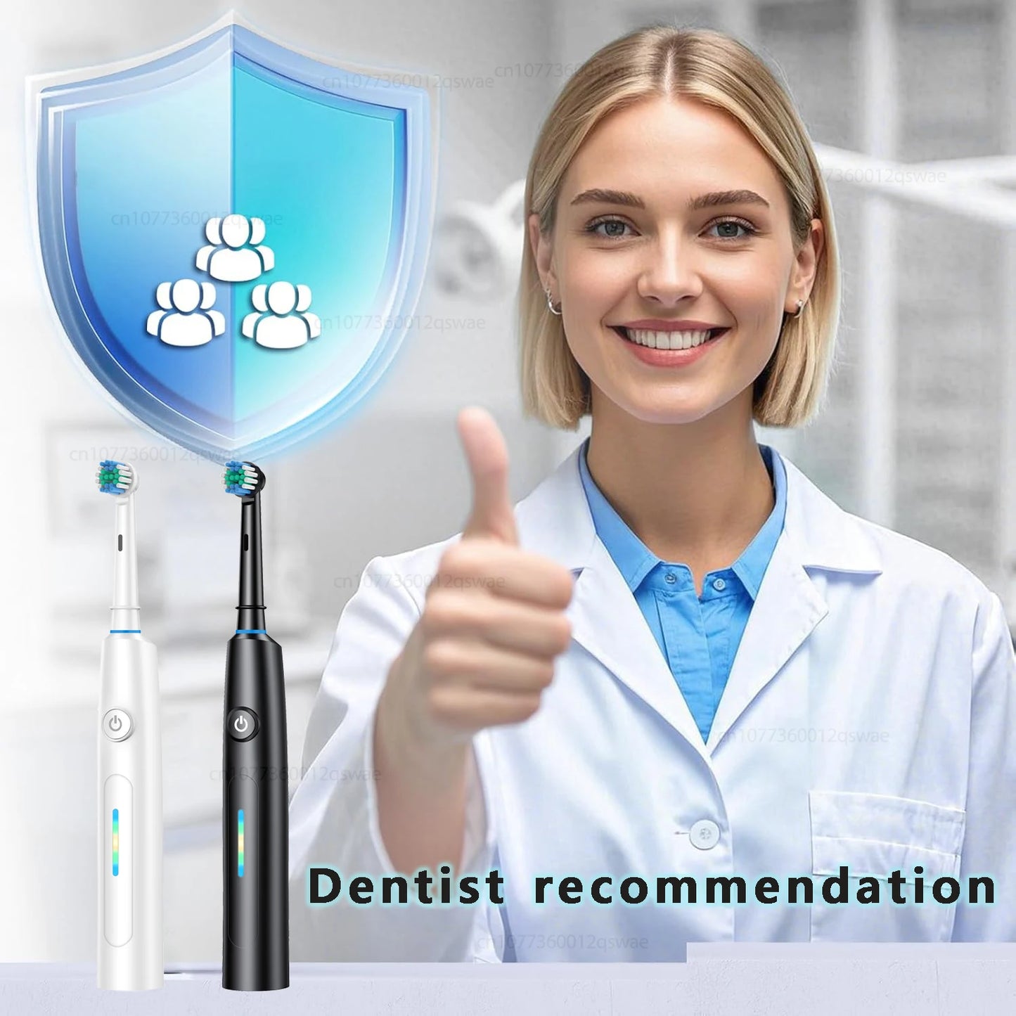 F&E Electric Medium bristle Toothbrush with 8 Brush Heads with 5 Cleaning Modes  Battery Powered & Rechargeable