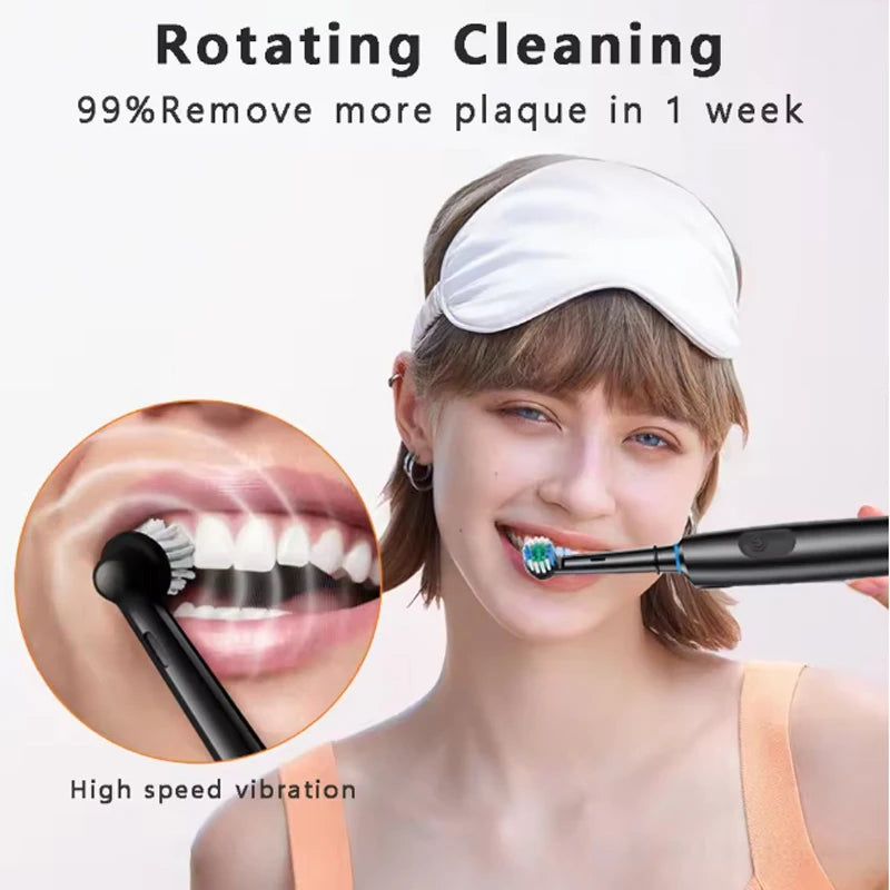 F&E Rotary Rechargeable Soft Bristles Electric Toothbrush with 8 Soft Brush Heads