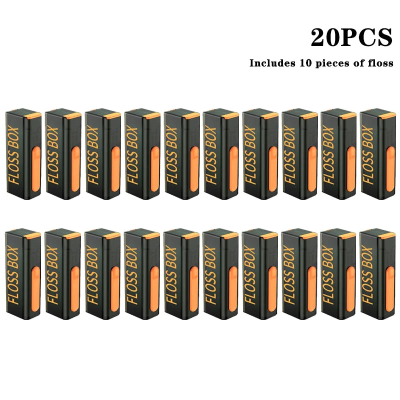 20PCS Mecha Wind Mirror Portable Floss Box Auto Pop Up 10pcs Mini Transparent Floss Stick Storage Box Oral Care Floss Organiser