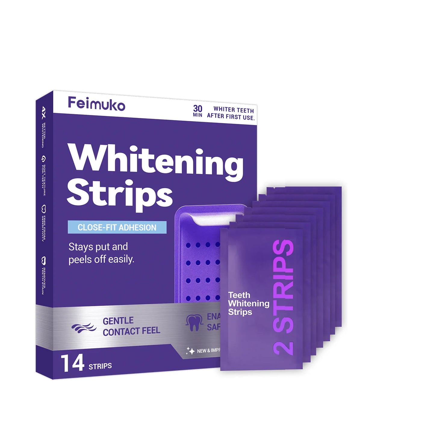Purple Teeth Whitening Strips To Improve Dental Yellowing Oral Cleaning Gel Teeth Bright Stain for Lasting Bright Smile