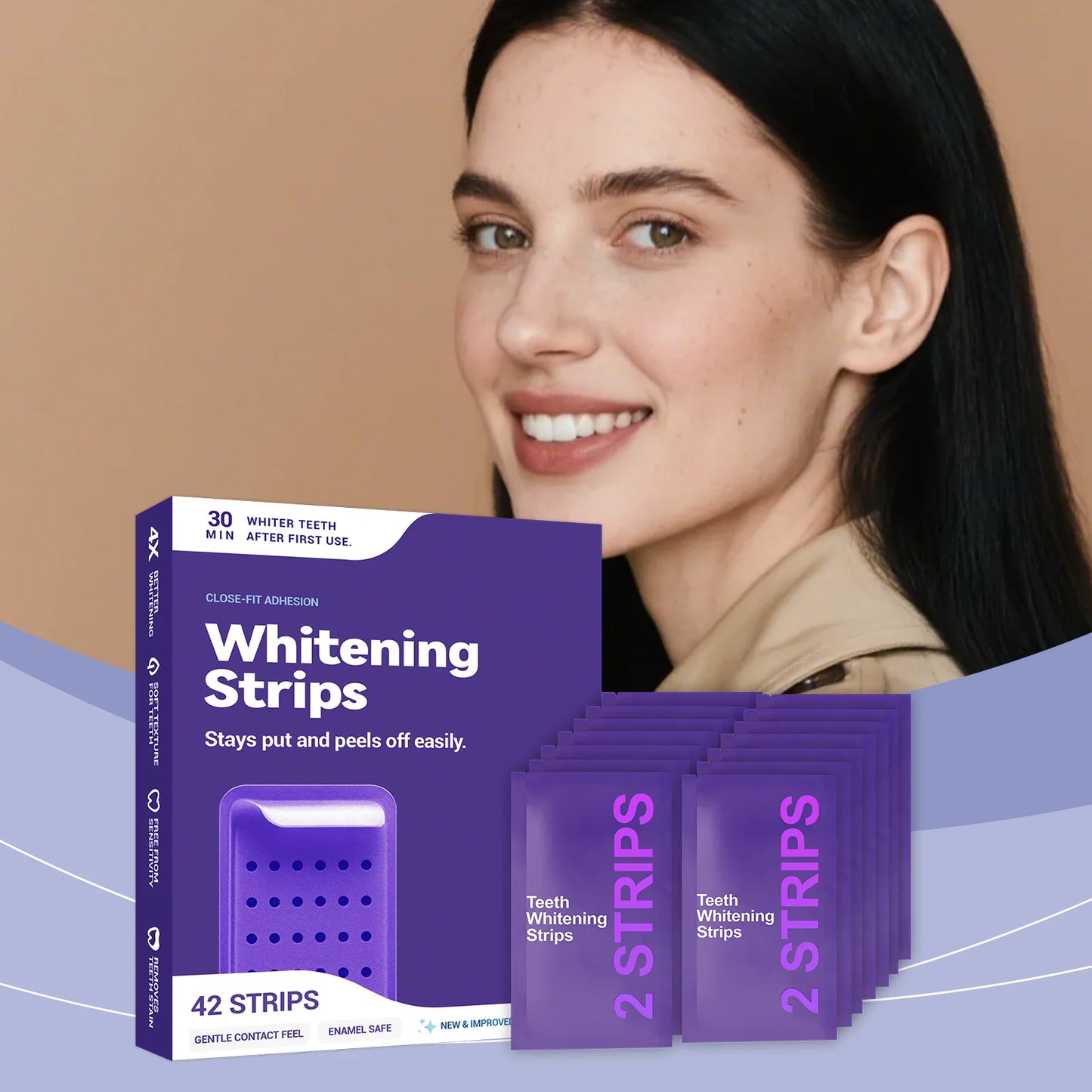 Purple Teeth Whitening Strips To Improve Dental Yellowing Oral Cleaning Gel Teeth Bright Stain for Lasting Bright Smile