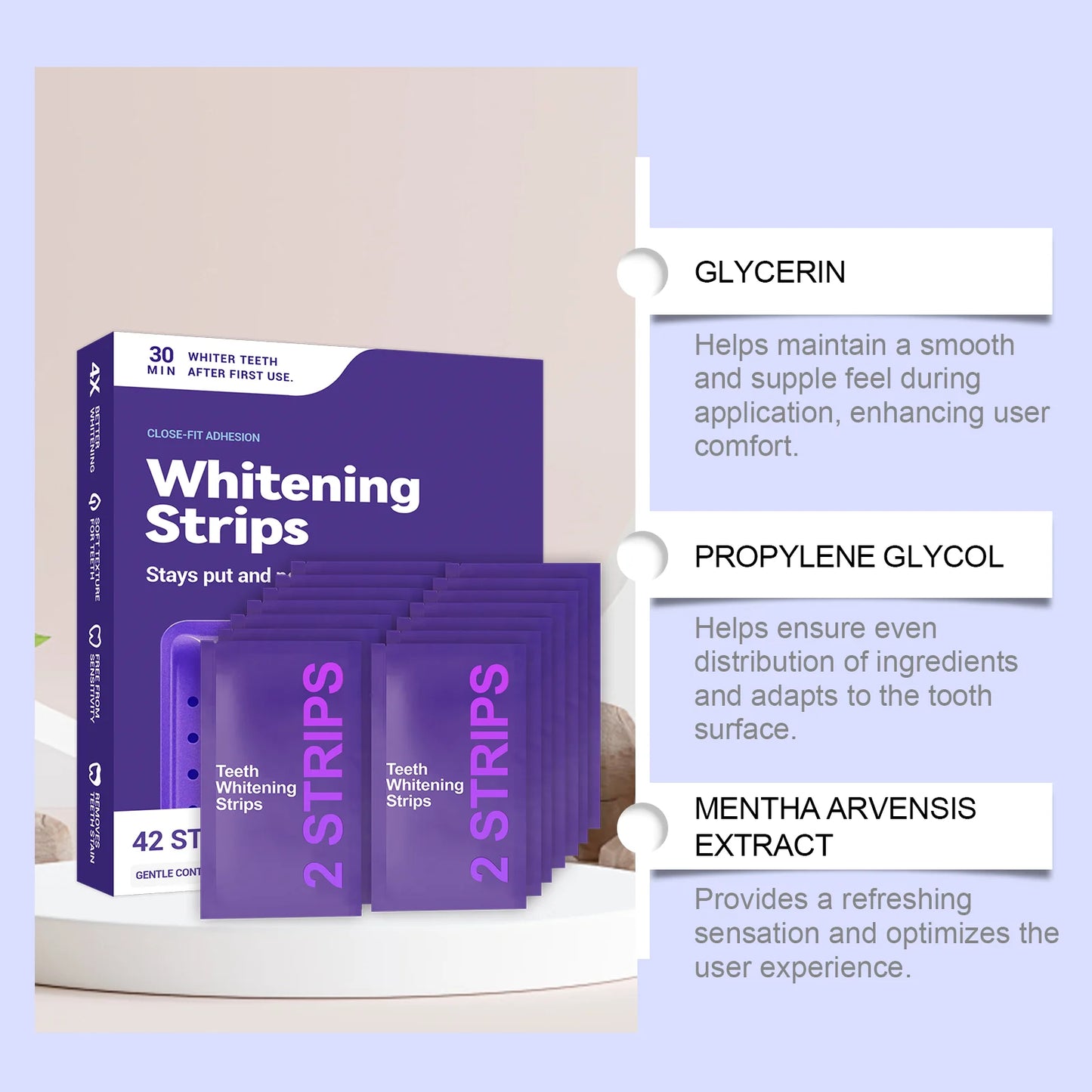 Purple Teeth Whitening Strips To Improve Dental Yellowing Oral Cleaning Gel Teeth Bright Stain for Lasting Bright Smile