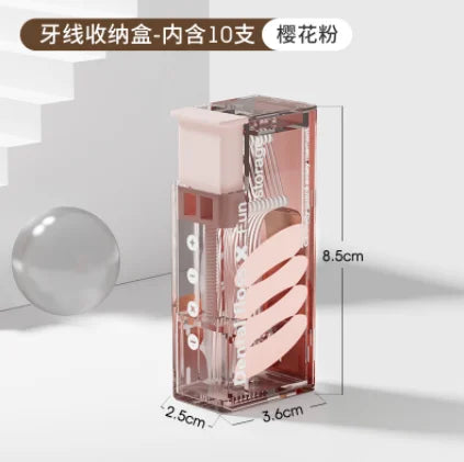 Portable Floss Dispenser Includes 10Pcs Floss Automatic Ejectable Floss Organiser Oral Care Press-on Disposable Flossing Sticks