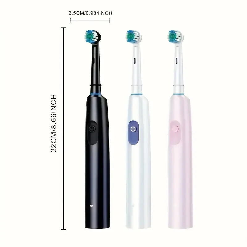 F&E Rotary Rechargeable Soft Bristles Electric Toothbrush with 8 Soft Brush Heads